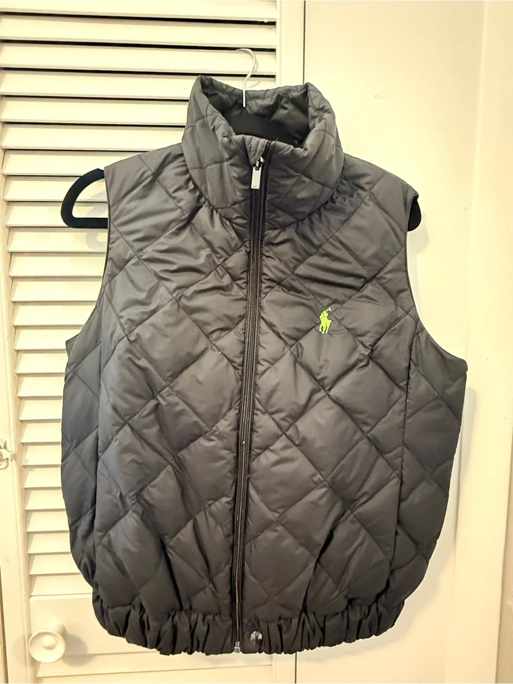Ralph Lauren Quilted Puffer Vest - Black with Lime Logo